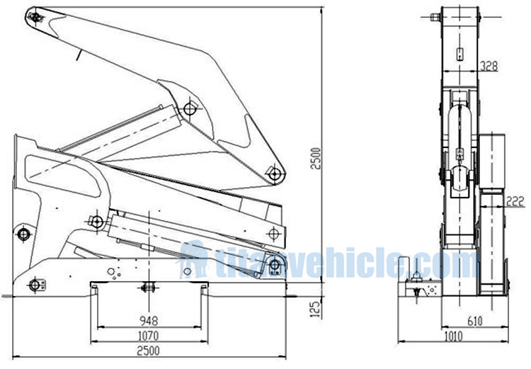 The drawing of the side lift truck