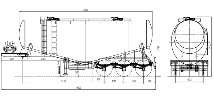 Drawing of dry bulk trailer price for sale