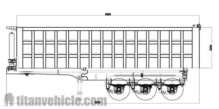 Drawing of 3 Axle Tipper Trailer In Ghana