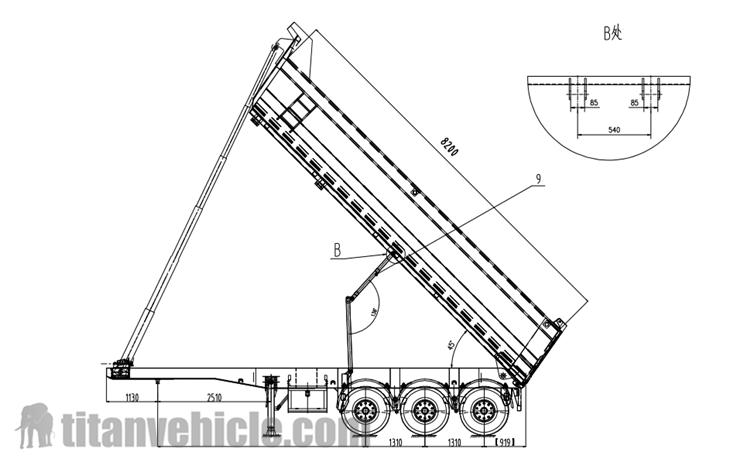 Drawing of Tipper Semi Trailer