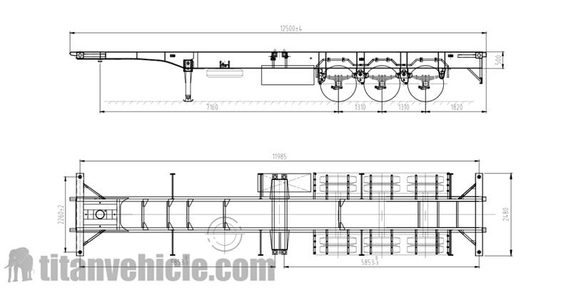 Drawing of Container Semi Trailer
