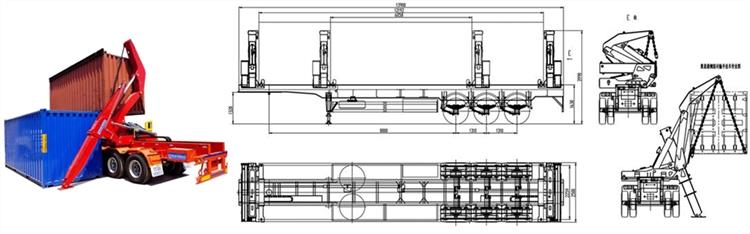 Drawing of 45 Ton Side Loader Container Trailer