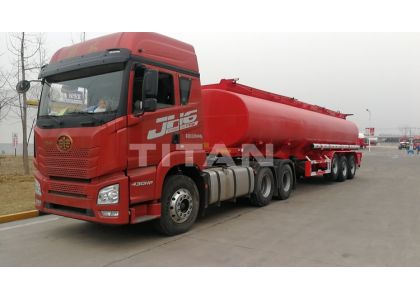 How many Liters is a fuel tanker trailer?